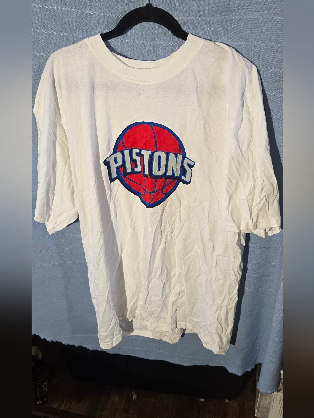 Detroit Pistons White Graphic Tee - Red & Blue Logo